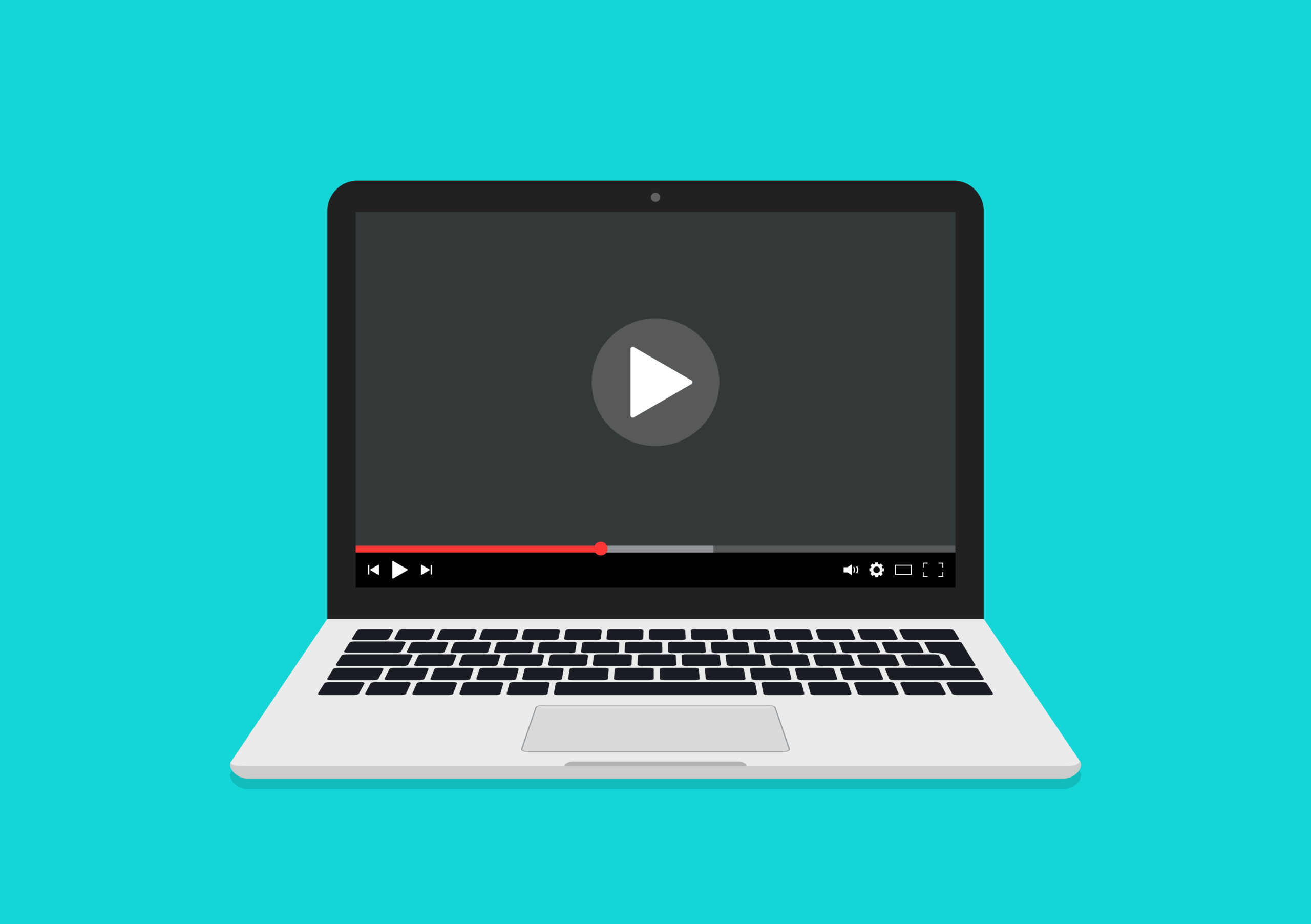 laptop screen with video queued